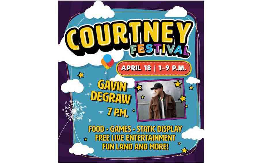 Courtney Festival flyer with a Gavin DeGraw photo in it.